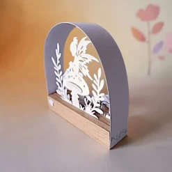 Mini Schwibbogen Fee – Elfen Deko aus Eiche & Aquarellpapier, Fantasie Deko für jede Jahreszeit