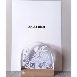 Mini Schwibbogen Fee – Elfen Deko aus Eiche & Aquarellpapier, Fantasie Deko für jede Jahreszeit