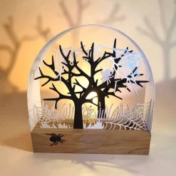 Mini Schwibbogen Herbst Halloween – Handgemachte Herbstdeko mit Spinne aus Eiche und Aquarellpapier