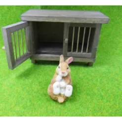 Miniatur Hasen und Hasenstall – Osterdeko & Bastelzubehör für Feengarten & Puppenhaus