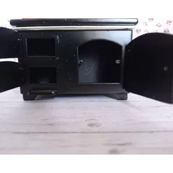 Miniatur Küchen Herd Ofen schwarz Komplettset – Puppenhaus Deko & Basteln
