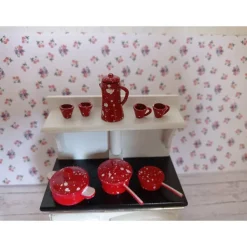 Miniatur Küchen Herd Ofen in Weiß – Komplettset für Puppenhaus & Wichteltür Dekoration