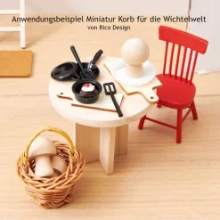 Miniatur Korb mit Henkel 4,5x4,5x6,5 cm | Mini Henkelkorb | Wichtelzubehör