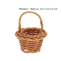 Miniatur Korb mit Henkel 4,5x4,5x6,5 cm | Mini Henkelkorb | Wichtelzubehör