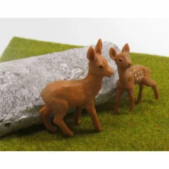 Miniatur Rehe zur Dekoration – 2er Set für Puppenhaus, Krippenbau & Bastelideen