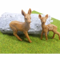 Miniatur Rehe zur Dekoration – 2er Set für Puppenhaus, Krippenbau & Bastelideen