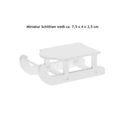 Miniatur Schlitten weiß 75x40x25mm | Zubehör Wichteltür