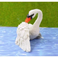 Miniatur Schwan Schwanenfamilie – Deko für Ostern, Sommer & Feengarten – 4-teilig, Resin
