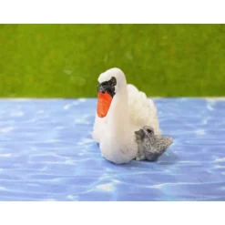Miniatur Schwan Schwanenfamilie – Deko für Ostern, Sommer & Feengarten – 4-teilig, Resin