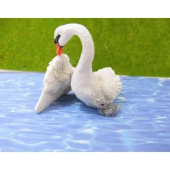 Miniatur Schwan Schwanenfamilie – Deko für Ostern, Sommer & Feengarten – 4-teilig, Resin