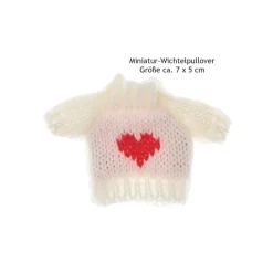 Miniatur Strickpullover Herz rot