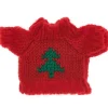 Miniatur Strickpullover rot mit grüner Tanne