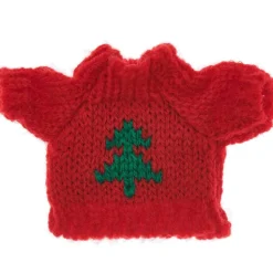Miniatur Strickpullover rot mit grüner Tanne