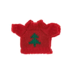 Miniatur Strickpullover rot mit grüner Tanne