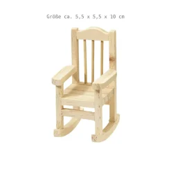 Miniatur-Schaukelstuhl aus Holz natur, ca. 5,5 × 5,5 × 10 cm