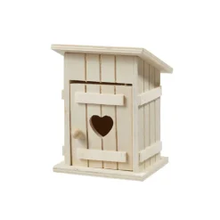 Miniatur-Toilettenhäuschen aus Holz mit Herz