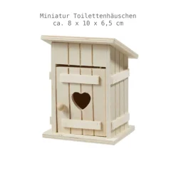 Miniatur-Toilettenhäuschen aus Holz mit Herz