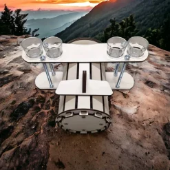 Minibar Flugzeug mit Schnapsgläsern – Personalisierbares Geschenk aus Holz & Metall für 0,7l Flaschen