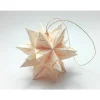 Mini-Bascetta-Stern, ca. 6 cm, Creme/Gold mit Aufhängeband, Weihnachtsstern, Origami Faltstern