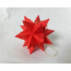 Mini-Bascetta-Stern, ca. 6 cm, Rot, mit Aufhängeband, Baumschmuck, Fensterschmuck, Weihnachtsstern, Origami Faltstern