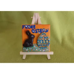 Minibild Collage FROHE OSTERN Geschenk zu Ostern Osterdeko Deko Hase Osterei Minikeilrahmen Osterhase