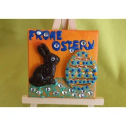 Minibild Collage FROHE OSTERN Geschenk zu Ostern Osterdeko Deko Hase Osterei Minikeilrahmen Osterhase