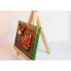 Minibild FROHE WEIHNACHT, kleine Collage Weihnachtsdeko mit Rentierkopf aus Holz, nette Tischdeko oder Gastgeschenk