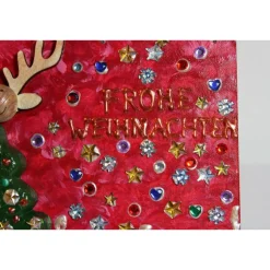 Minibild FROHE WEIHNACHTEN, kleine Collage Weihnachtsdeko mit Rentierkopf aus Holz, nette Tischdeko oder Gastgeschenk