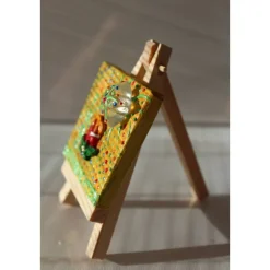 Minibild FROHE WEIHNACHTEN, kleine Collage mit Kerzenmotiv  und Stern aus Kunststoff, nette Tischdeko oder Gastgeschenk