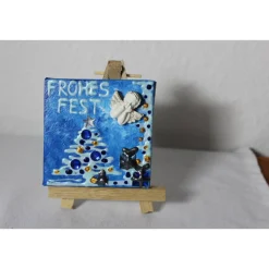 Minibild FROHES FEST , kleine Collage Weihnachtsdeko mit Engel aus Polyresin, nette Tischdeko oder Gastgeschenk
