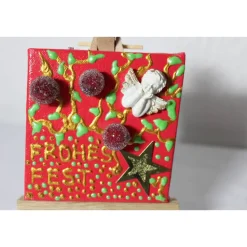 Minibild FROHES FEST , kleine Collage Weihnachtsdeko mit Engel aus Polyresin, nette Tischdeko oder Gastgeschenk