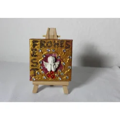 Minibild FROHES FEST, kleine Collage Weihnachtsdeko mit Engelsfigur aus Polyresin, nette Tischdeko oder Gastgeschenk