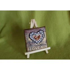 Minibild I LOVE YOU Acrylmalerei Keilrahmen Staffelei Geschenk zu Muttertag Valentinstag für Verliebte