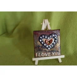 Minibild I LOVE YOU Acrylmalerei Keilrahmen Staffelei Geschenk zu Muttertag Valentinstag für Verliebte