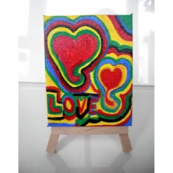 Minibild LOVE Acrylmalerei Keilrahmen Staffelei Geschenk zu Muttertag Valentinstag für Verliebte