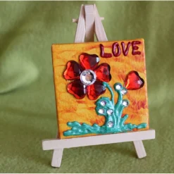 Minibild LOVE Acrylmalerei Keilrahmen Staffelei Geschenk zu Muttertag Valentinstag für Verliebte