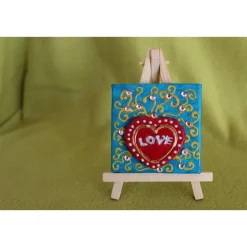 Minibild LOVE Acrylmalerei Keilrahmen Staffelei Geschenk zu Muttertag Valentinstag für Verliebte