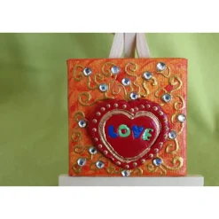Minibild LOVE Acrylmalerei Keilrahmen Staffelei Geschenk zu Muttertag Valentinstag für Verliebte