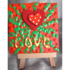 Minibild LOVE Acrylmalerei Keilrahmen Staffelei Geschenk zu Muttertag Valentinstag für Verliebte