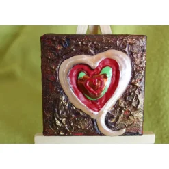 Minibild PASTELLHERZ Acrylmalerei Keilrahmen Staffelei Geschenk zu Muttertag Valentinstag für Verliebte