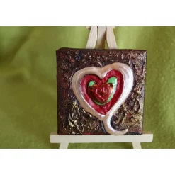 Minibild PASTELLHERZ Acrylmalerei Keilrahmen Staffelei Geschenk zu Muttertag Valentinstag für Verliebte
