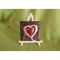 Minibild PASTELLHERZ Acrylmalerei Keilrahmen Staffelei Geschenk zu Muttertag Valentinstag für Verliebte