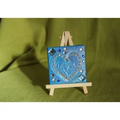 Minibild ZARTBLAUES HERZ  Acrylmalerei auf Keilrahmen mit Staffelei Geschenk zu Muttertag Valentinstag für Verliebte