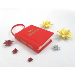 Minibuch, Frohe Weihnachten, Dekoration, hell-rot gold, Mini-Notizbuch, handgefertigt