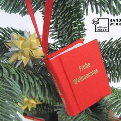 Minibuch, Frohe Weihnachten, Dekoration, hell-rot gold, Mini-Notizbuch, handgefertigt