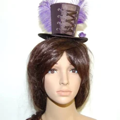 Mini-Hütchen - Gothic Fascinator Hochzeit Korsettschnürung Federn