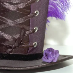 Mini-Hütchen - Gothic Fascinator Hochzeit Korsettschnürung Federn