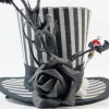 Mini-Hütchen - Gothic Fascinator Ast mit Fledermäusen Rosen gestreift