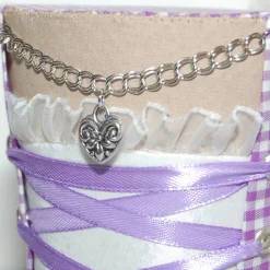 Mini-Hütchen - Oktoberfest Fascinator Hochzeit Dirndl flieder-weiß kariert