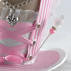 Mini-Hütchen - Oktoberfest Fascinator Hochzeit Dirndl rosa-weiß gestreift